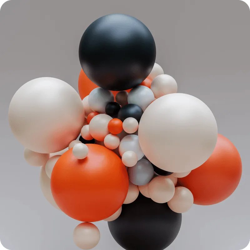 Image of a collection of colorful balloons in various sizes arranged together, showcasing a vibrant assortment of hues and shapes.